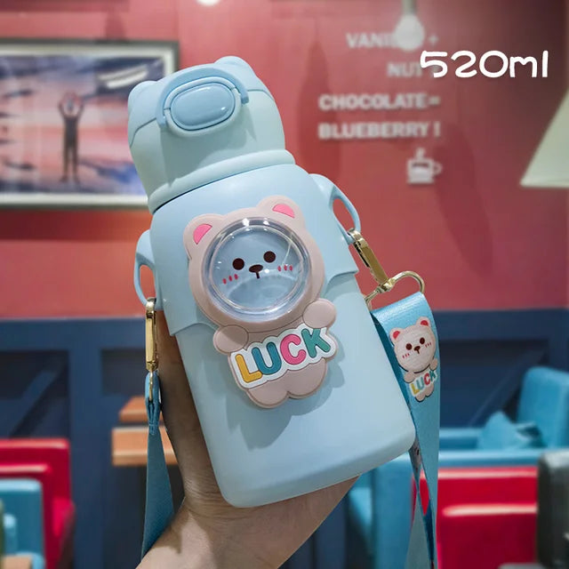 Stainless Steel Cartoon Thermos with Straw