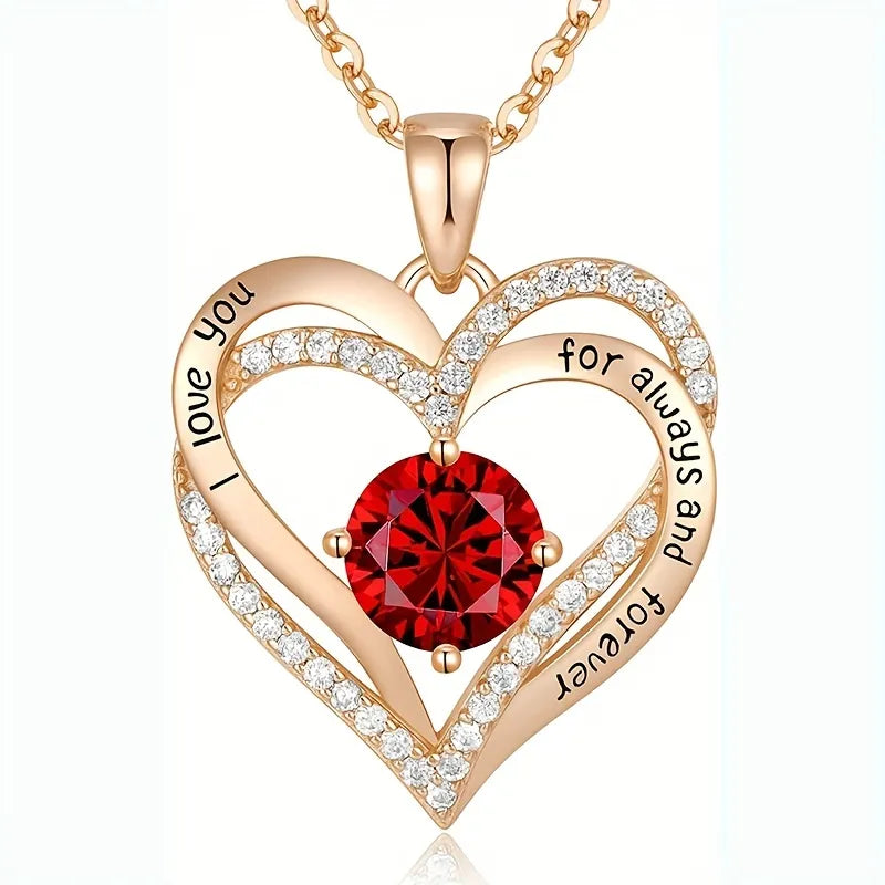  Red Zircon Pendant Necklace