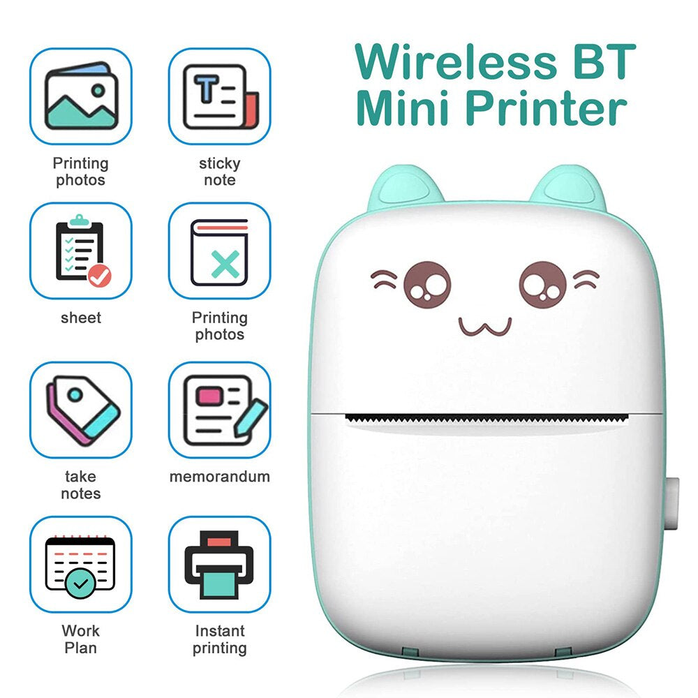 Portable Mini Bluetooth Wrong Printer Mobile Phone Photo Title Note Print Pocket Student Error Label Printer for Children'S Gift