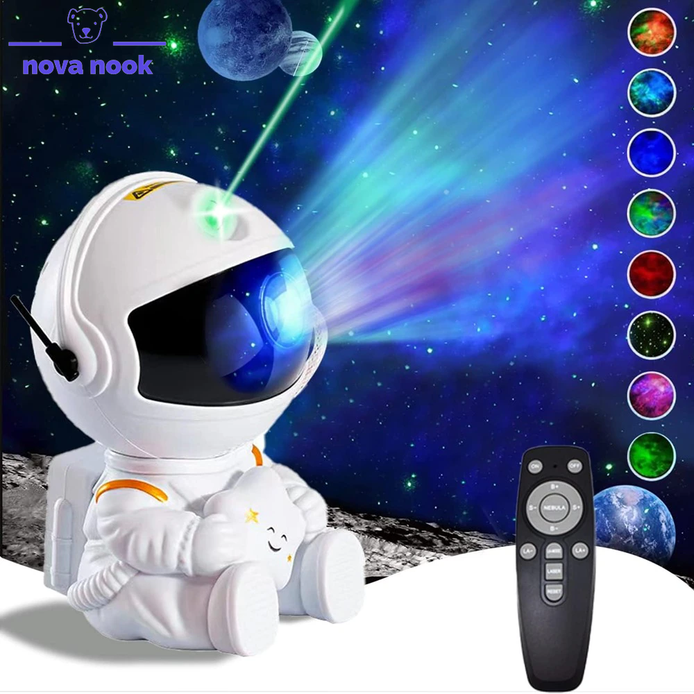 Astronaut Star Projector 🚀: Galactic Night Light for Home Decor ✨