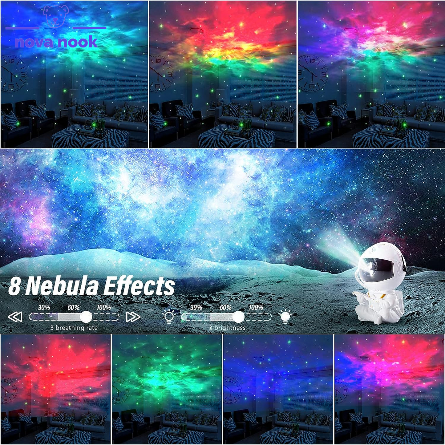 Astronaut Star Projector 🚀: Galactic Night Light for Home Decor ✨